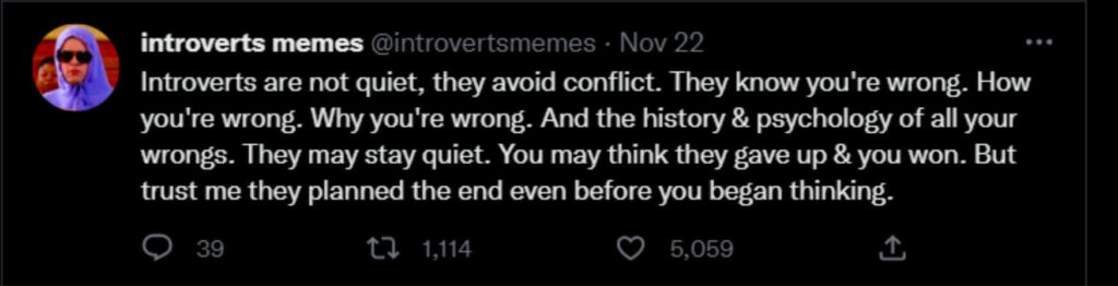 Introvert personalities are not quiet