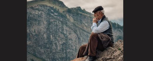 An independent thinker focusing on his thoughts in a serene environment