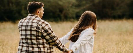 Young couple in a plain still discovering how relationship works