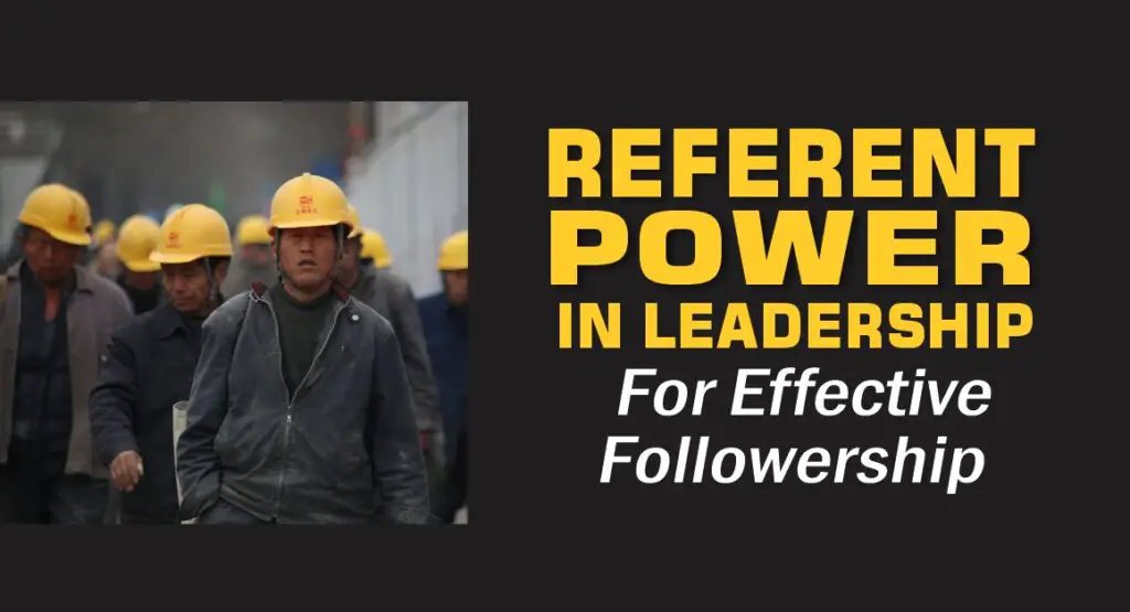 A leader of roughneck crew poses with followers behind to show referent power in leadership