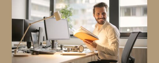 A happy man showing how to be a real man in the workplace