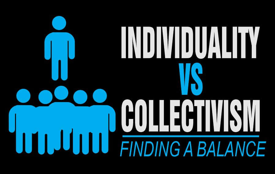 A single figure indicating individuality and many figures for collectivism