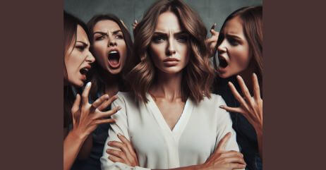 Women dramatically expressing anger