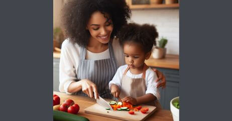 A parent teaching her child to have agency sense