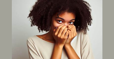 A shy, young lady displaying signs of social ineptitude