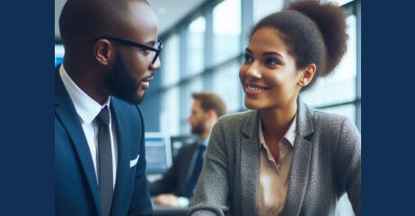 A man relating with a customer to demonstrate relationship management in banking