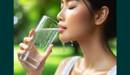 A lady drinking water to quench her thirst