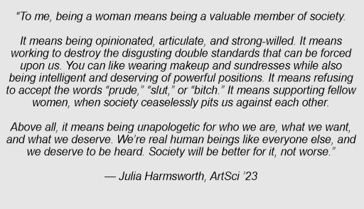 Julia Harmsworth's opinion on womanhood