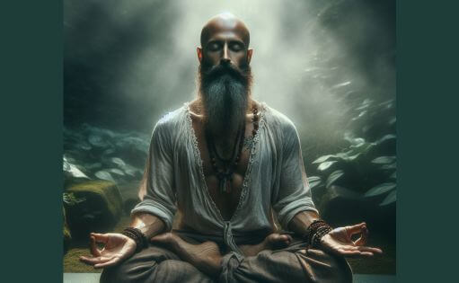 Spiritual intuition in progress with a man cultivating silence and mindfulness