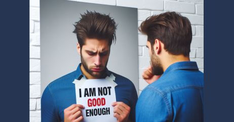 A man displaying signs of low self-worth