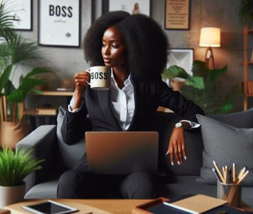 A boss lady having a few minutes rest in the office