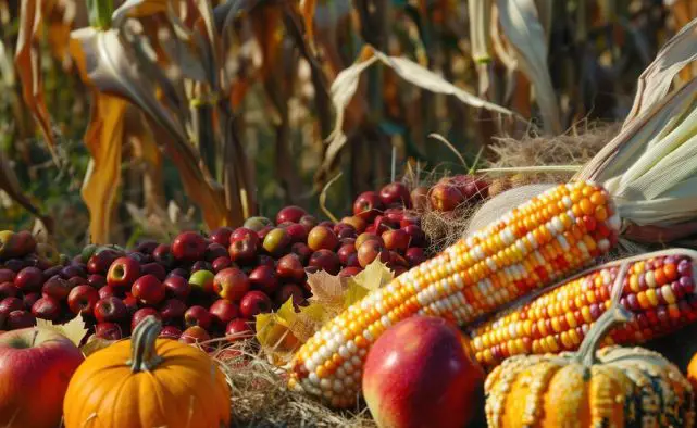 A wallpaper of harvested fruits