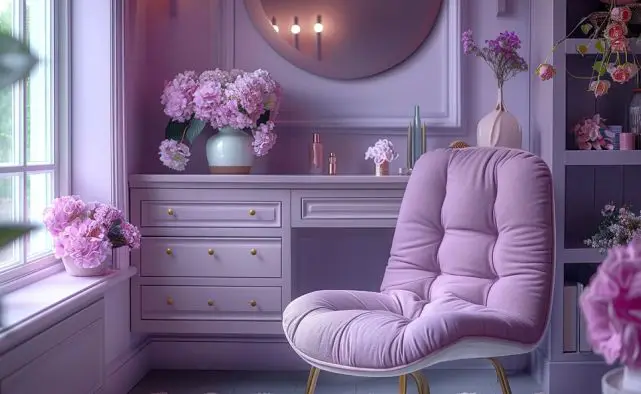 A beautiful purple themed feminine room