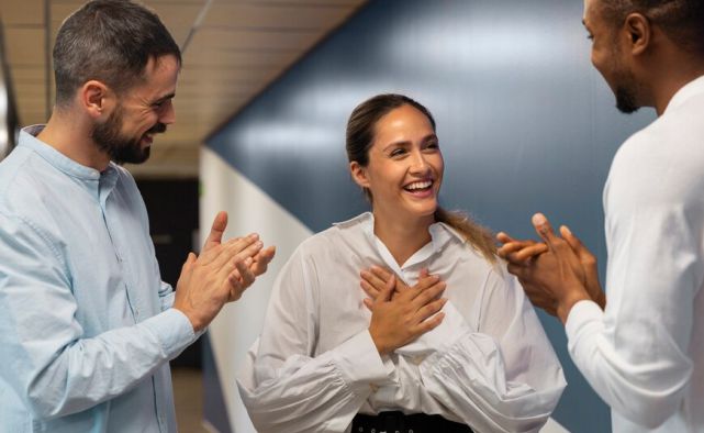 Two men showing respect to a woman who respects herself