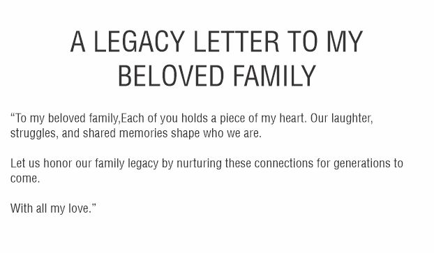 A legacy letter template for family