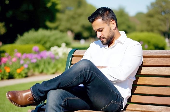 A man crossing his legs and arms depicting body language