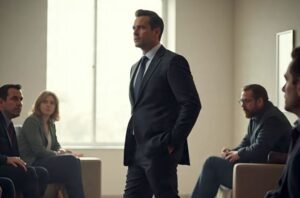 A man walking across the room and has mastered the body language tips that command respect without saying a word