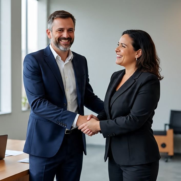 A man and a woman in a conversation, showing how to build relationships