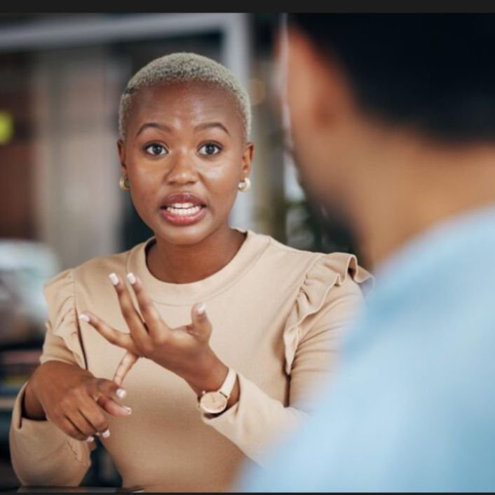 Two people have verbal communication